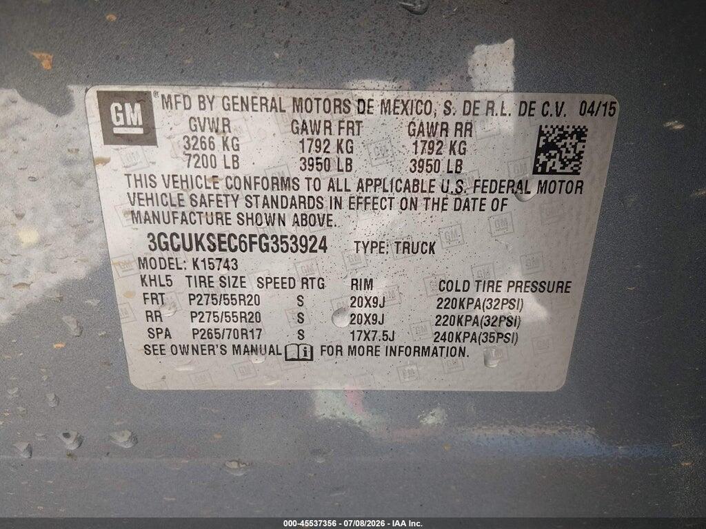 3GCUKSEC6FG353924 2015 CHEVROLET SILVERADO 1500 photo no. 9