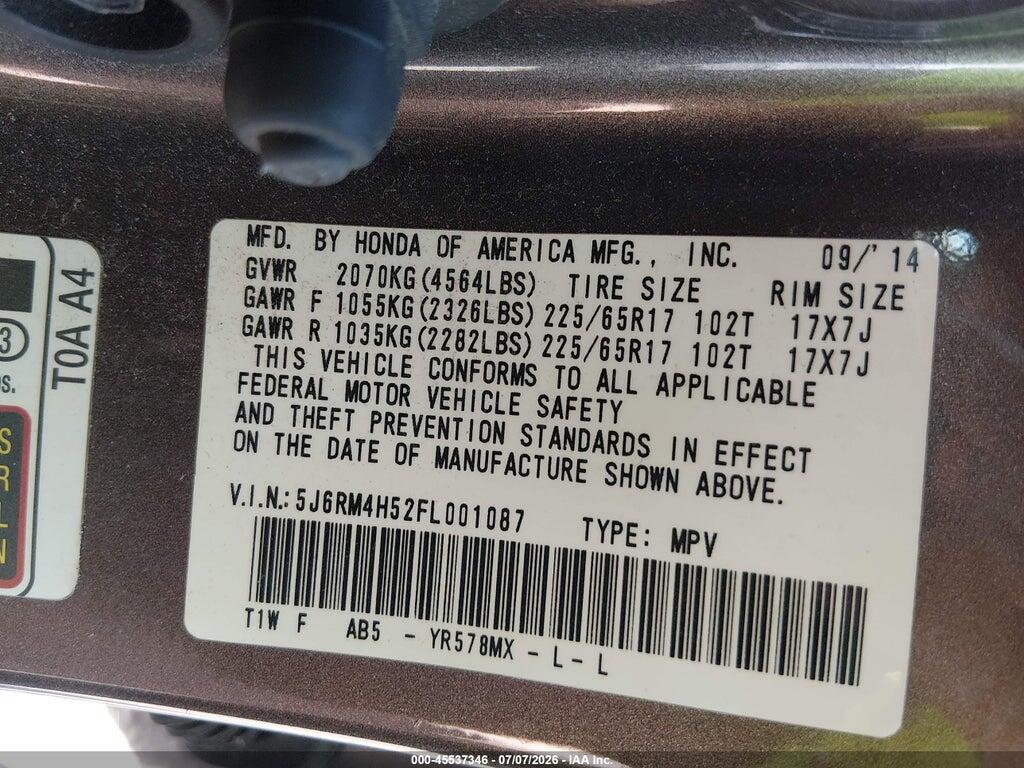 5J6RM4H52FL001087 2015 HONDA CR-V photo no. 9