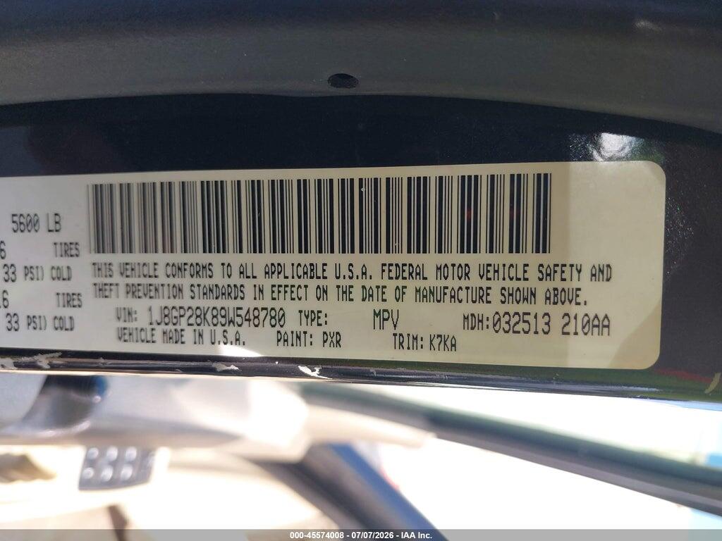 1J8GP28K89W548780 2009 JEEP LIBERTY photo no. 9
