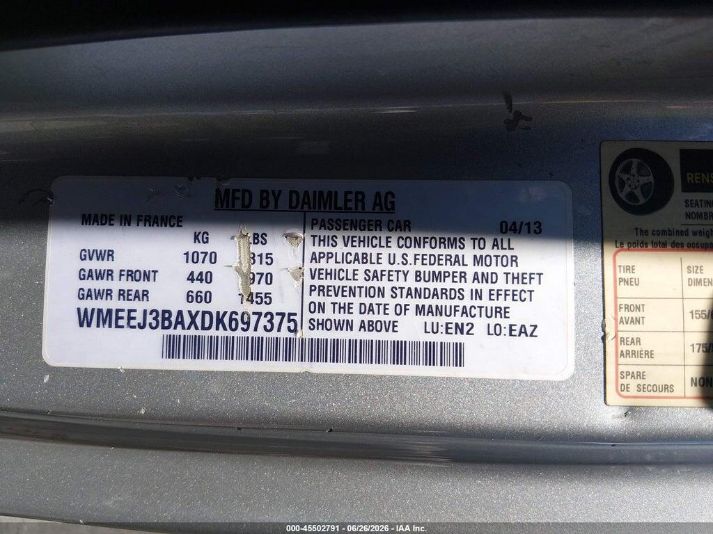 WMEEJ3BAXDK697375 2013 SMART FORTWO photo no. 9