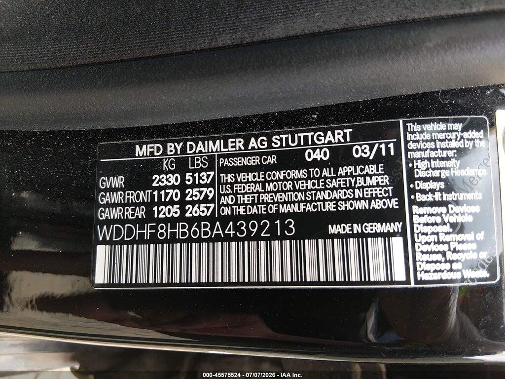 WDDHF8HB6BA439213 2011 MERCEDES-BENZ E 350 photo no. 9