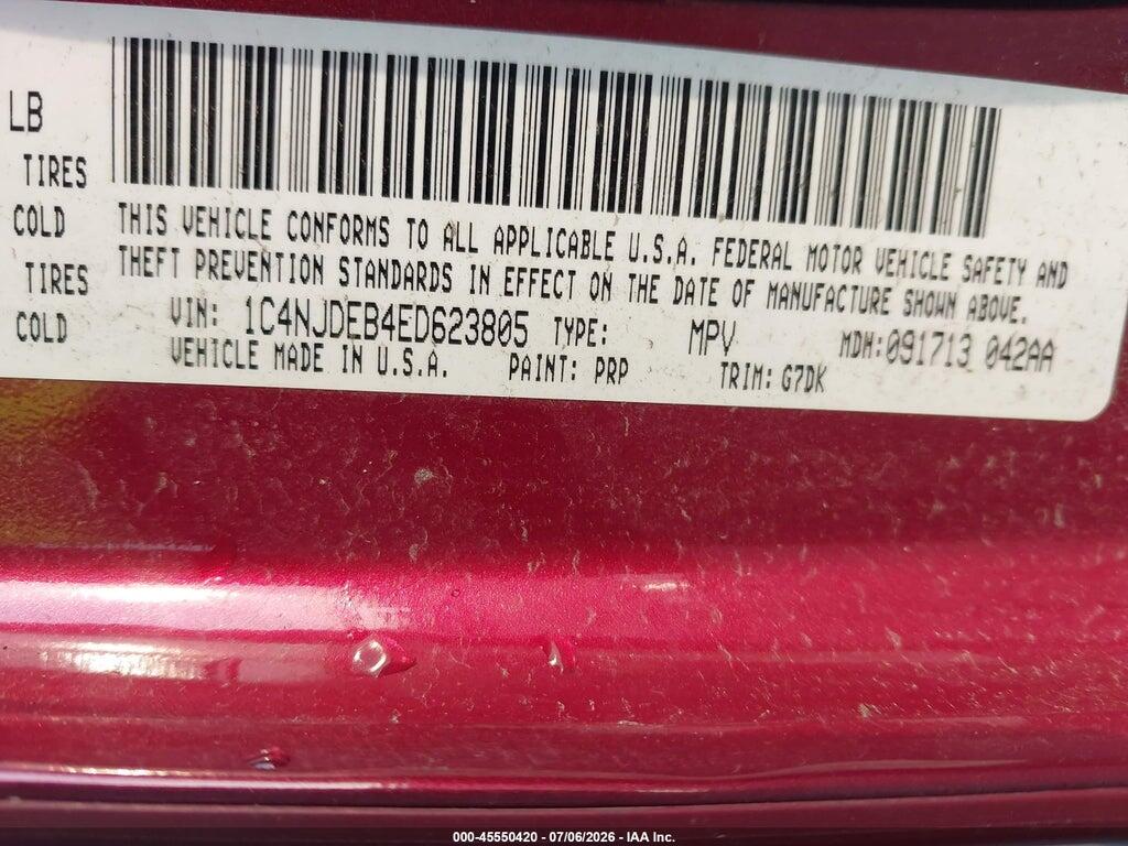 1C4NJDEB4ED623805 2014 JEEP COMPASS photo no. 9