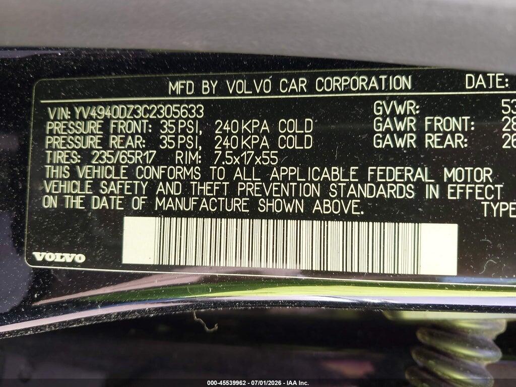 YV4940DZ3C2305633 2012 VOLVO XC60 photo no. 9