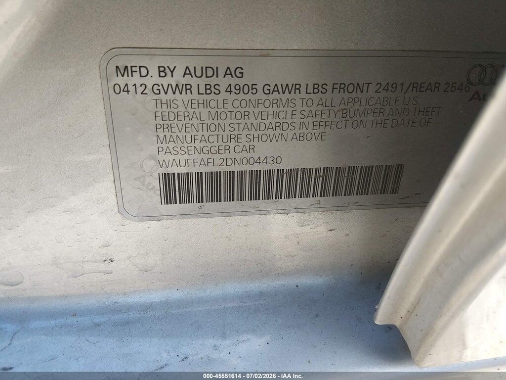 WAUFFAFL2DN004430 2013 AUDI A4 photo no. 9