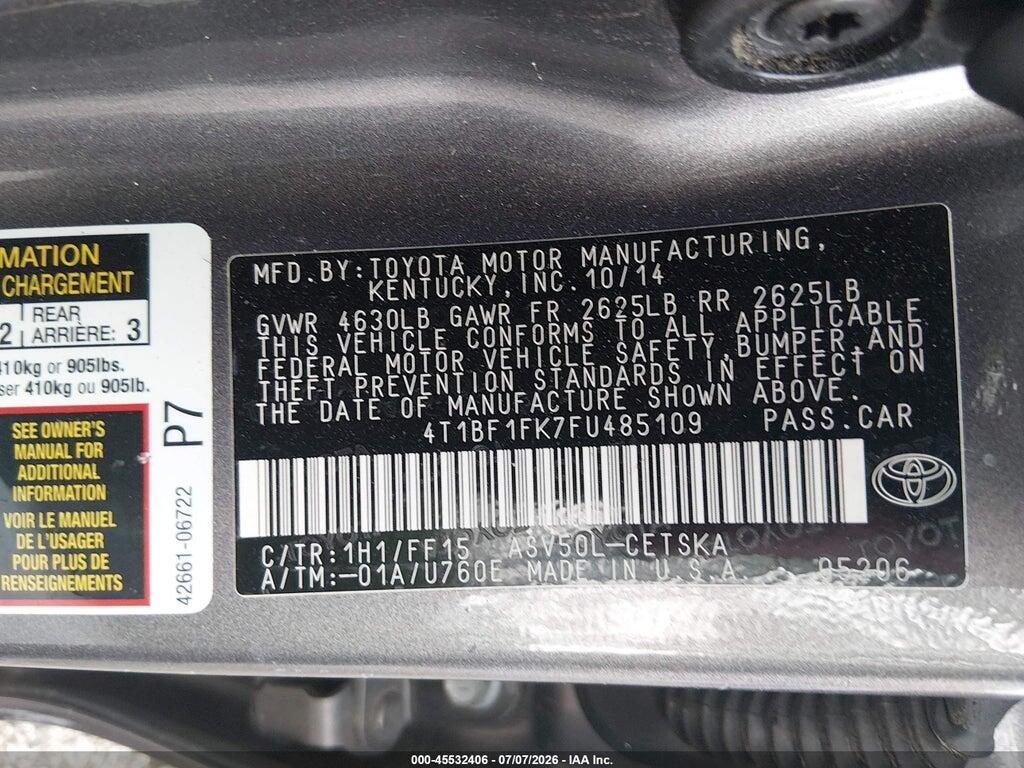 4T1BF1FK7FU485109 2015 TOYOTA CAMRY photo no. 9