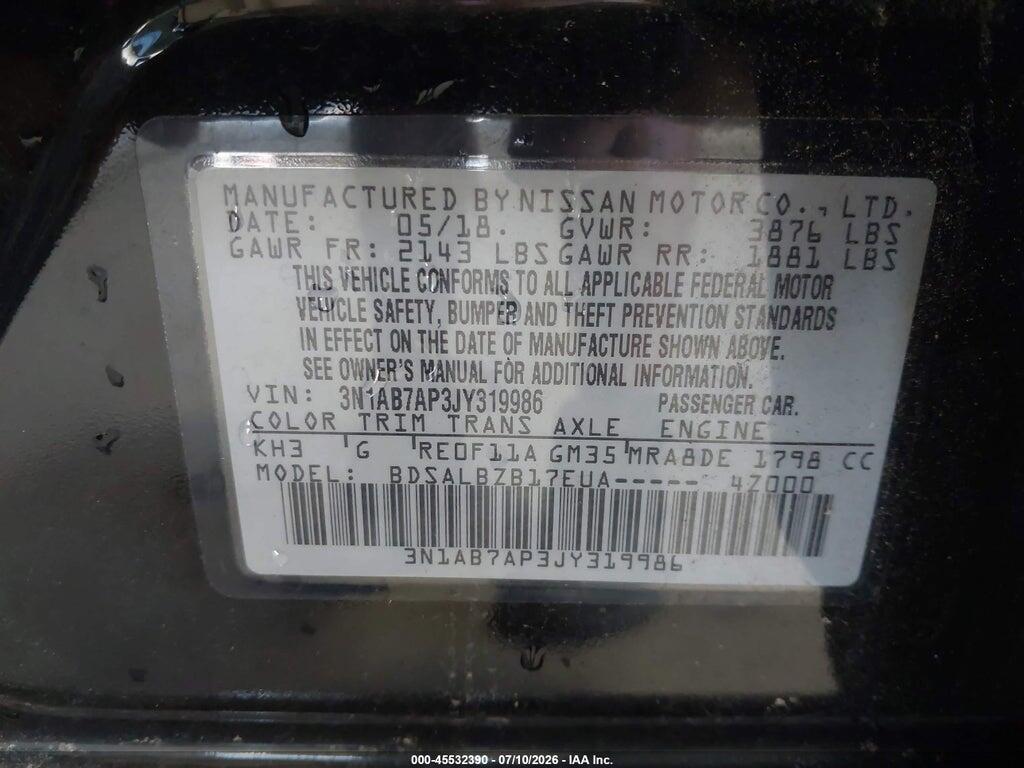 3N1AB7AP3JY319986 2018 NISSAN SENTRA photo no. 9