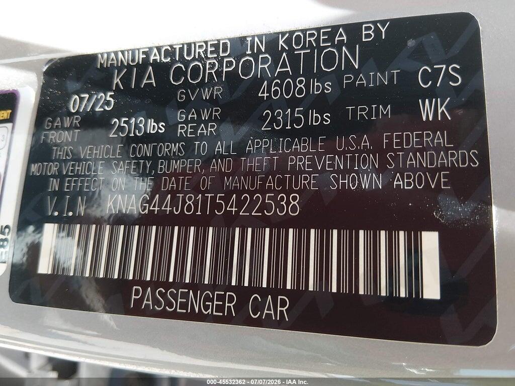 KNAG44J81T5422538 2026 KIA K5 photo no. 9