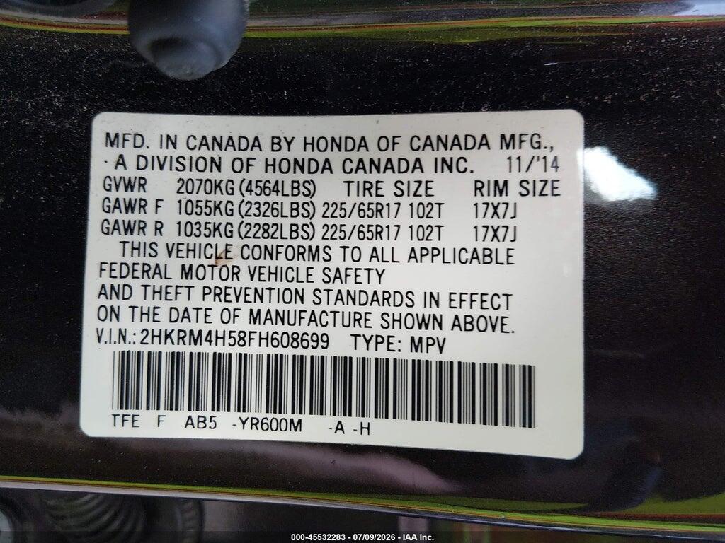 2HKRM4H58FH608699 2015 HONDA CR-V photo no. 9