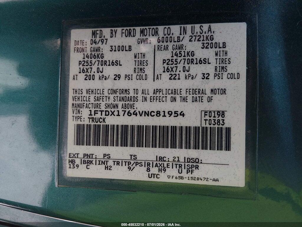 1FTDX1764VNC81954 1997 FORD F-150 STANDARD photo no. 9
