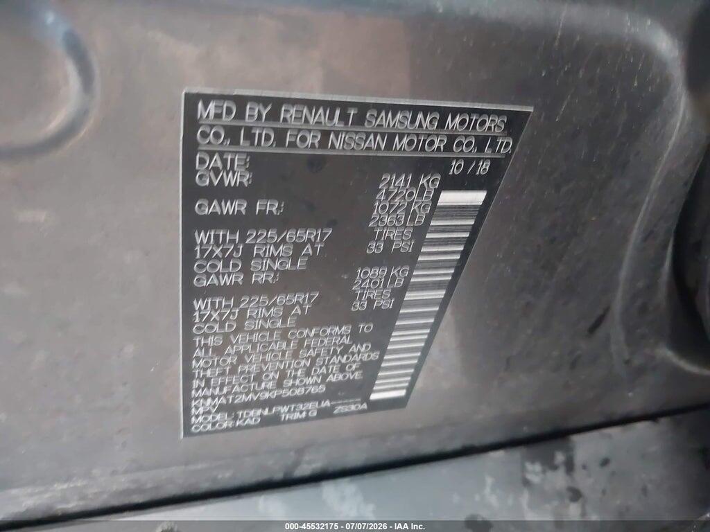 KNMAT2MV9KP508765 2019 NISSAN ROGUE photo no. 9