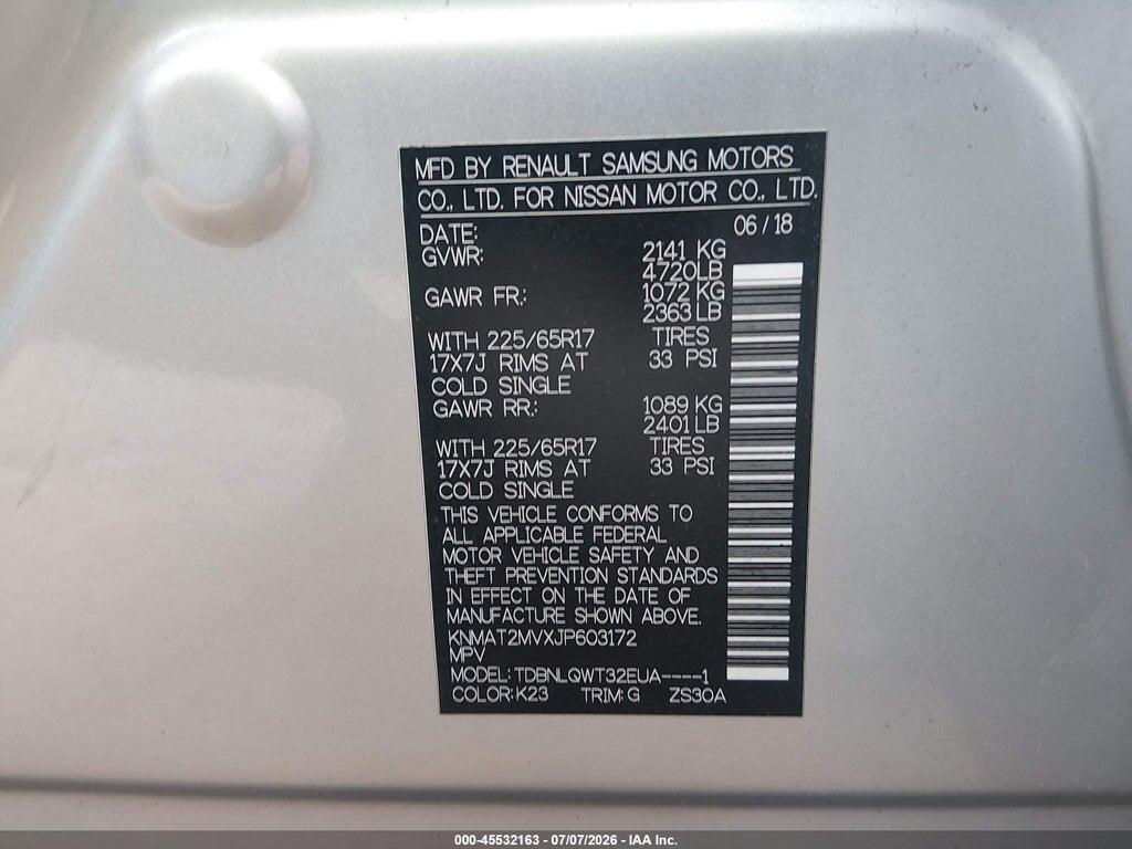 KNMAT2MVXJP603172 2018 NISSAN ROGUE photo no. 9
