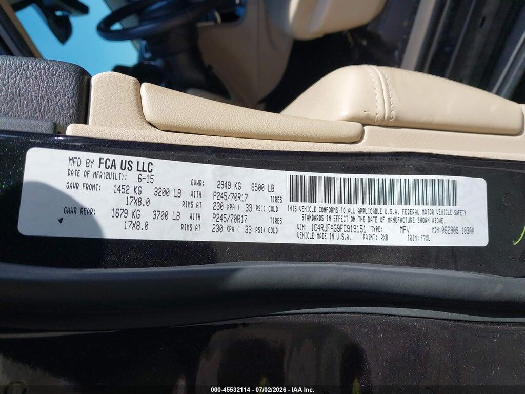 1C4RJFAG9FC919151 2015 JEEP GRAND CHEROKEE photo no. 9