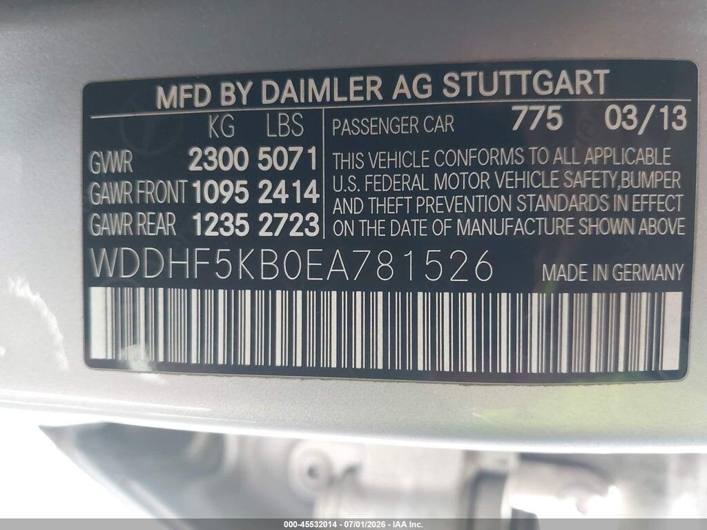 WDDHF5KB0EA781526 2014 MERCEDES-BENZ E 350 photo no. 9