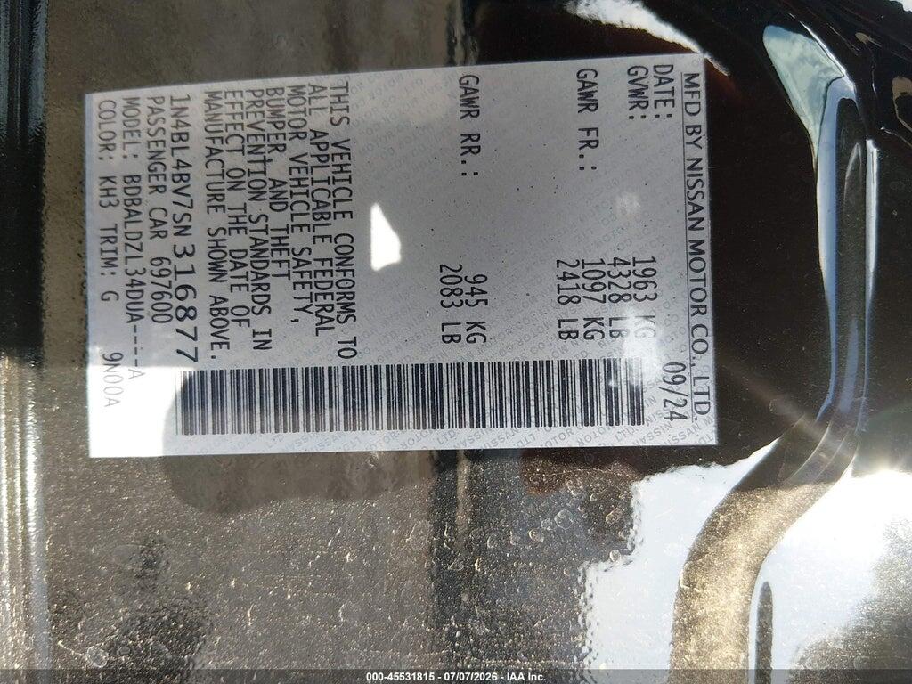 1N4BL4BV7SN316877 2025 NISSAN ALTIMA photo no. 9