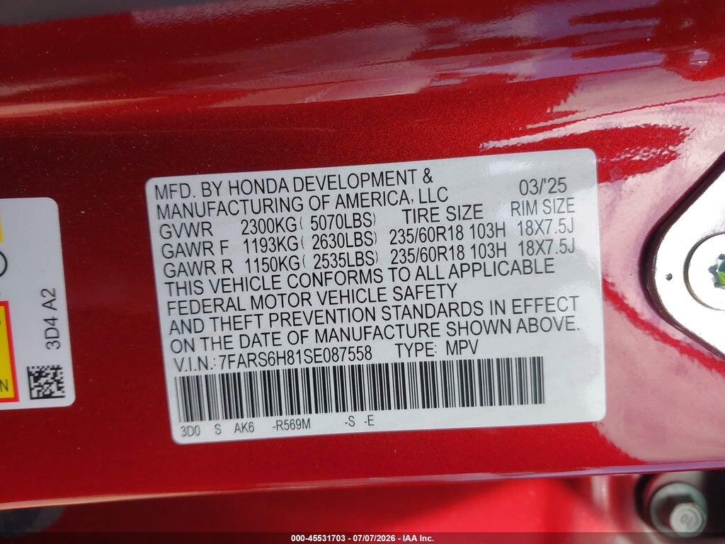 7FARS6H81SE087558 2025 HONDA CR-V HYBRID photo no. 9
