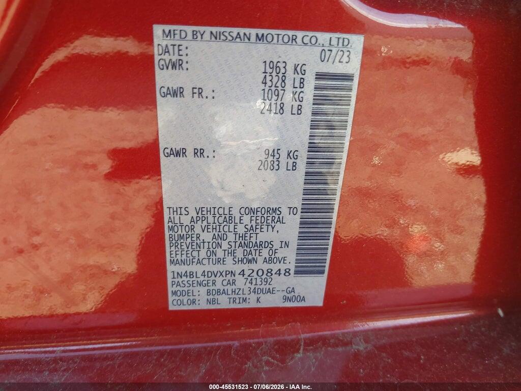 1N4BL4DVXPN420848 2023 NISSAN ALTIMA photo no. 9