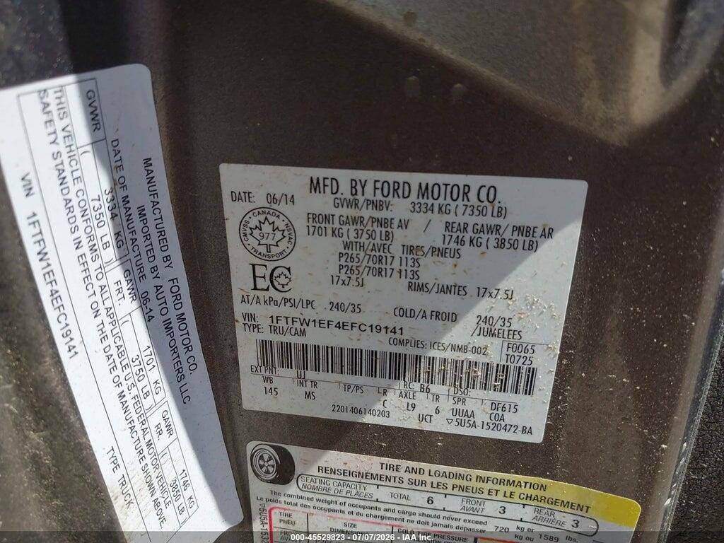 1FTFW1EF4EFC19141 2014 FORD F-150 photo no. 9