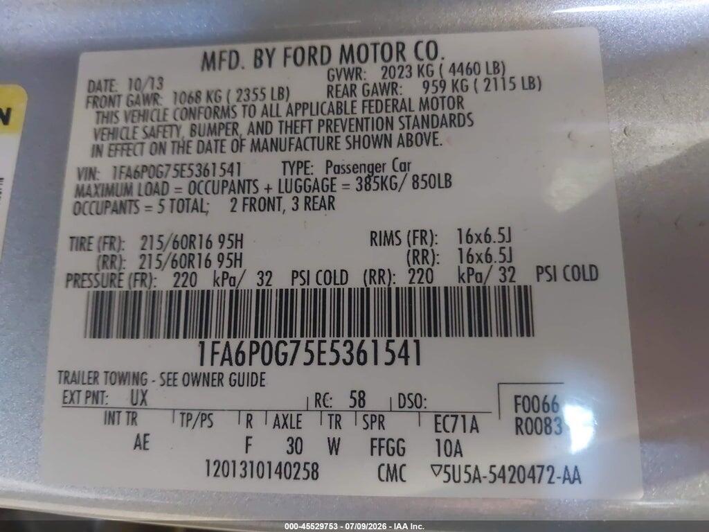 1FA6P0G75E5361541 2014 FORD FUSION photo no. 9