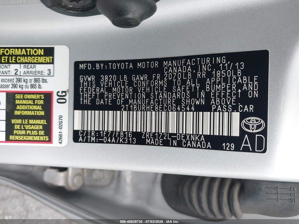 2T1BURHE8EC064544 2014 TOYOTA COROLLA photo no. 9
