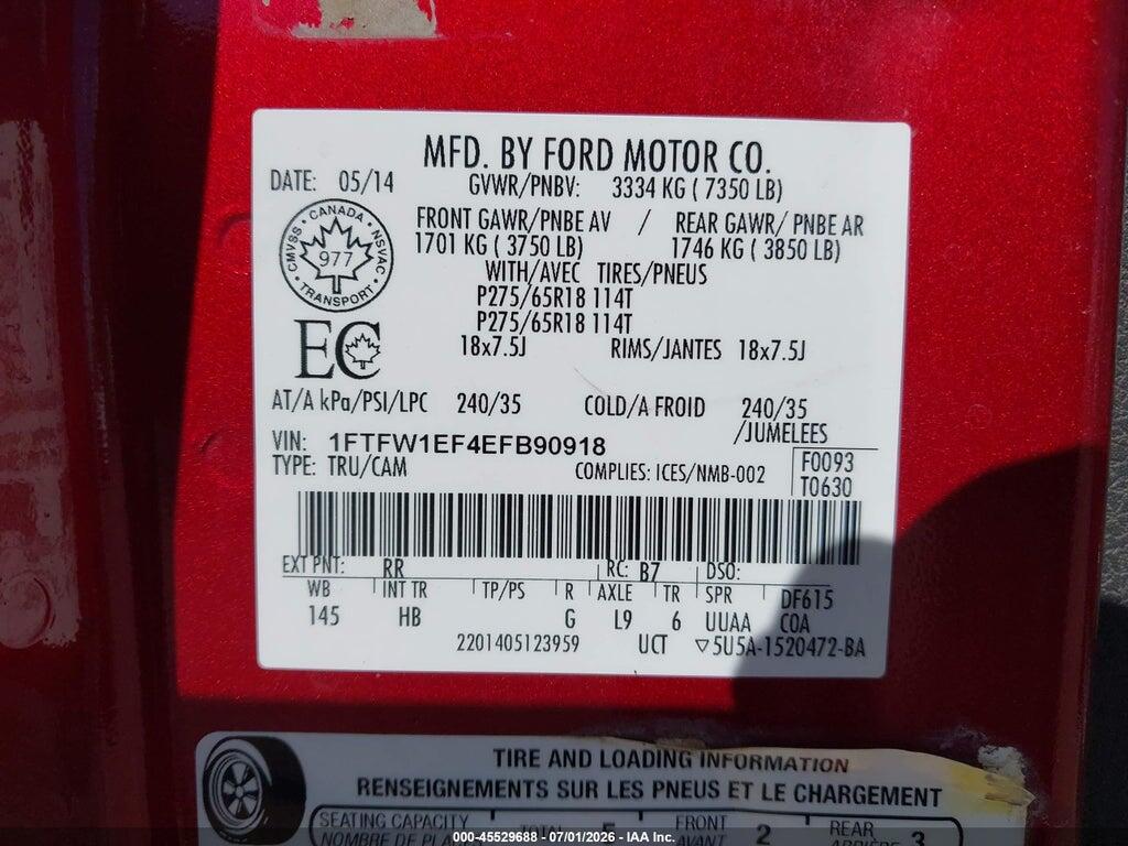 1FTFW1EF4EFB90918 2014 FORD F-150 photo no. 9