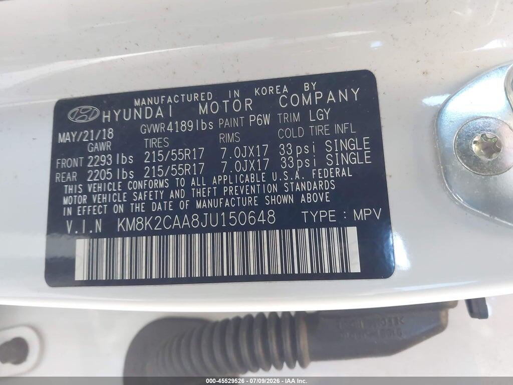 KM8K2CAA8JU150648 2018 HYUNDAI KONA photo no. 9