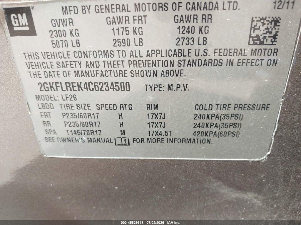 2GKFLREK4C6234500 2012 GMC TERRAIN photo no. 9