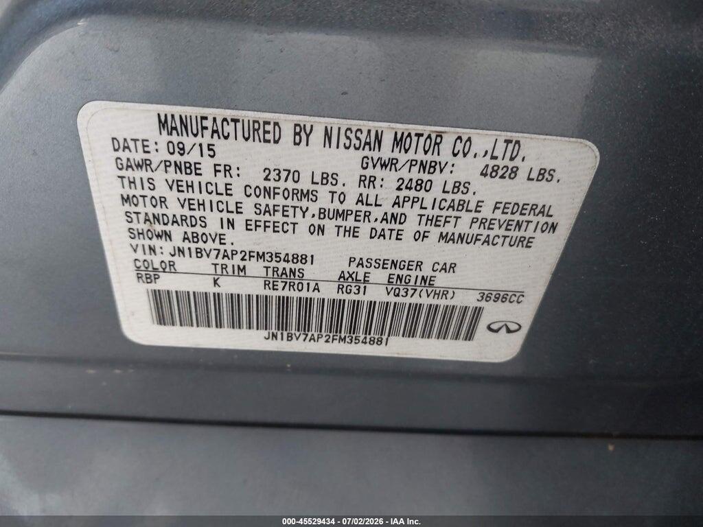 JN1BV7AP2FM354881 2015 INFINITI Q50 photo no. 9