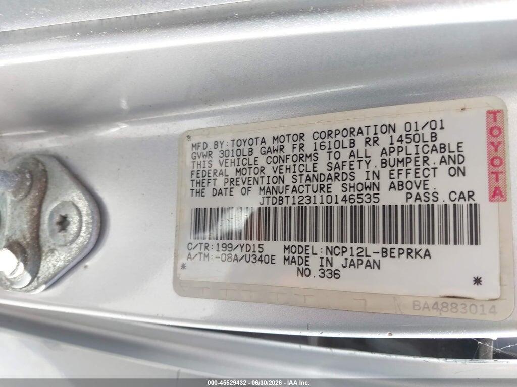 JTDBT123110146535 2001 TOYOTA ECHO photo no. 9
