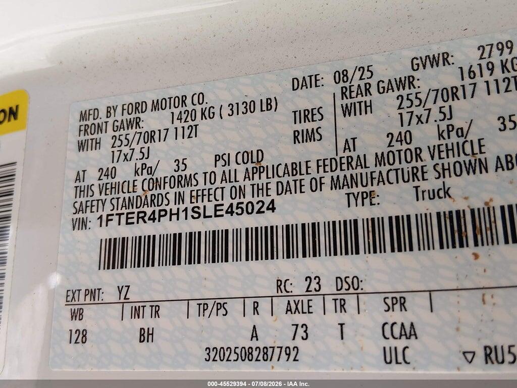 1FTER4PH1SLE45024 2025 FORD RANGER photo no. 9