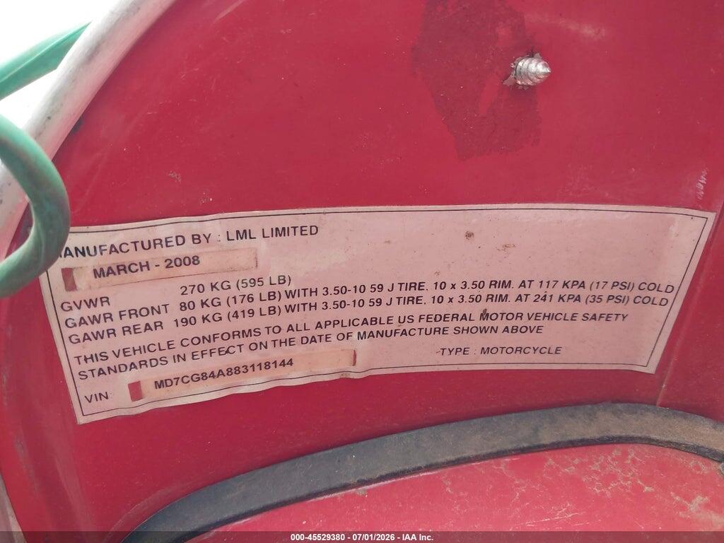 MD7CG84A883118144 2008 GENUINE SCOOTER CO. STELLA photo no. 10