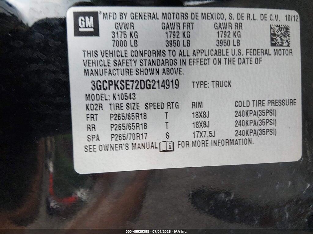 3GCPKSE72DG214919 2013 CHEVROLET SILVERADO 1500 photo no. 9