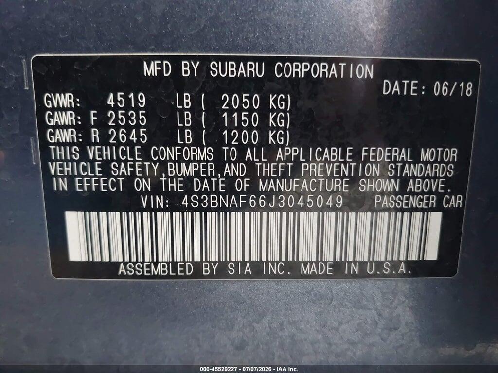 4S3BNAF66J3045049 2018 SUBARU LEGACY photo no. 9