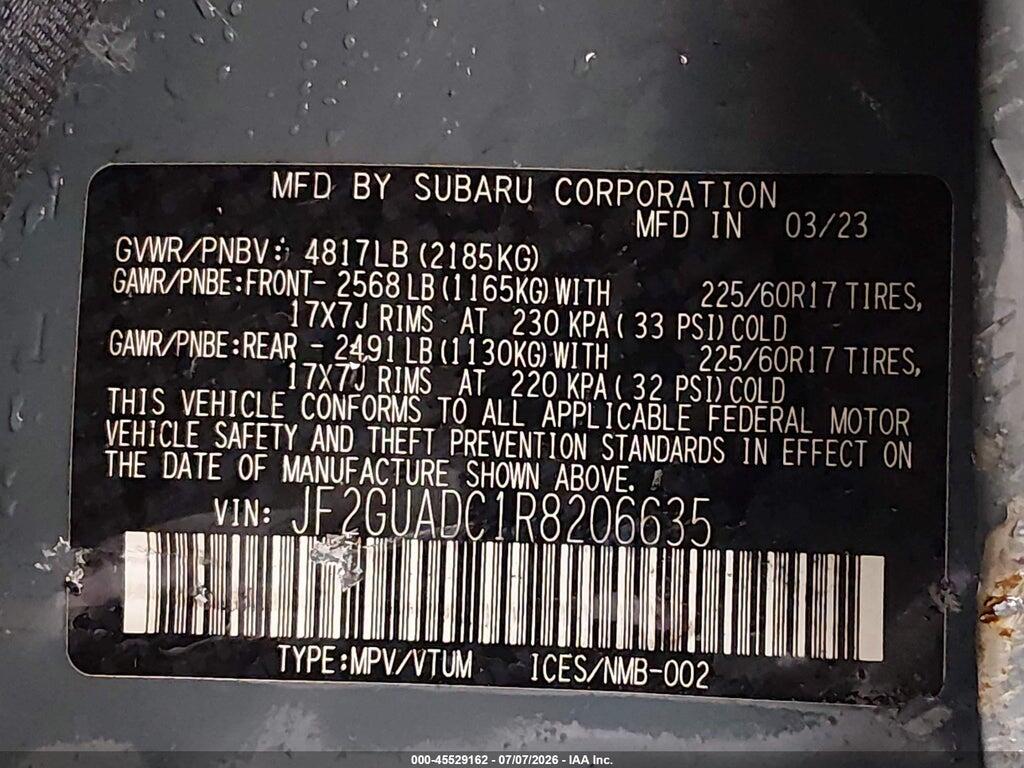 JF2GUADC1R8206635 2024 SUBARU CROSSTREK photo no. 9