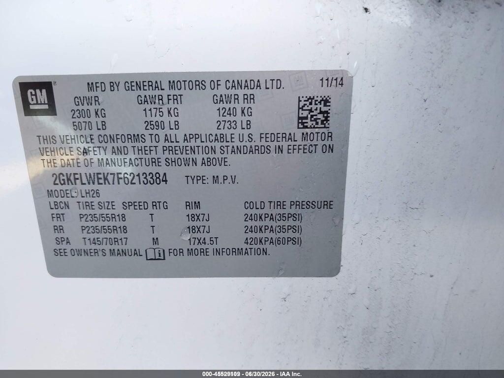 2GKFLWEK7F6213384 2015 GMC TERRAIN photo no. 9