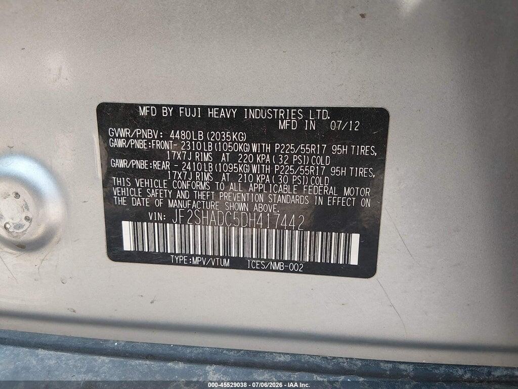 JF2SHADC5DH417442 2013 SUBARU FORESTER photo no. 9