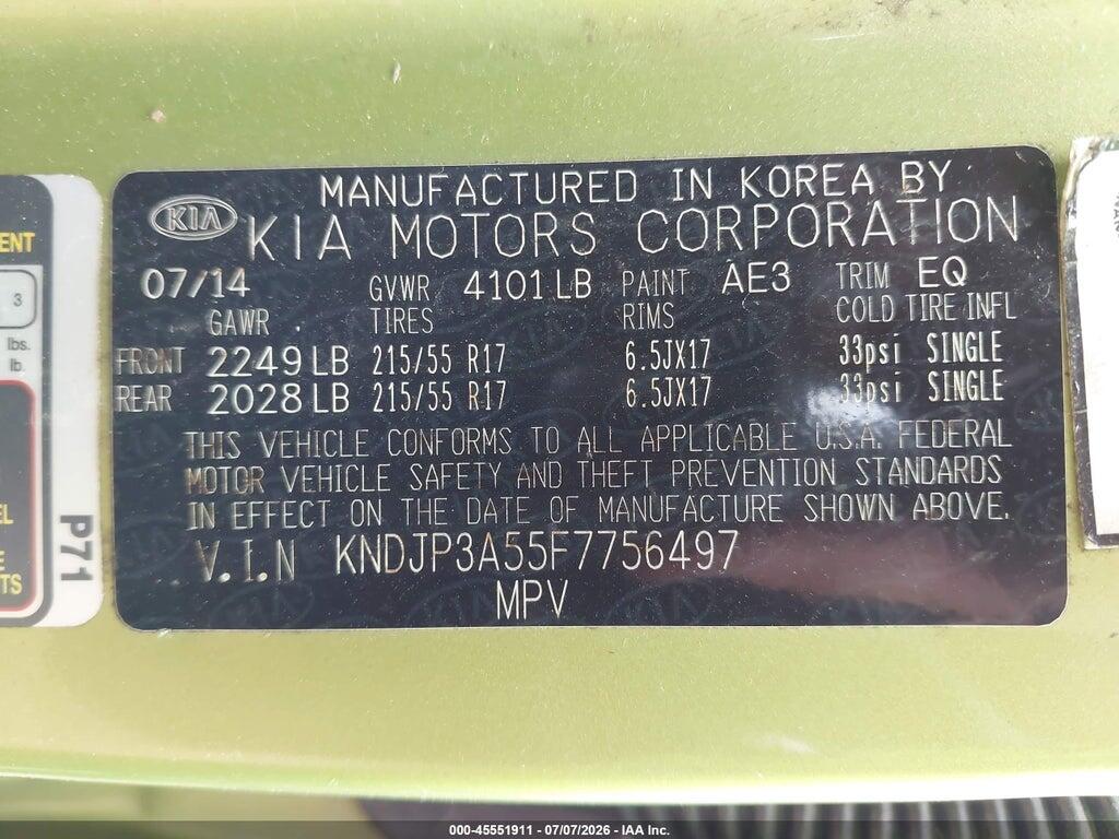 KNDJP3A55F7756497 2015 KIA SOUL photo no. 9