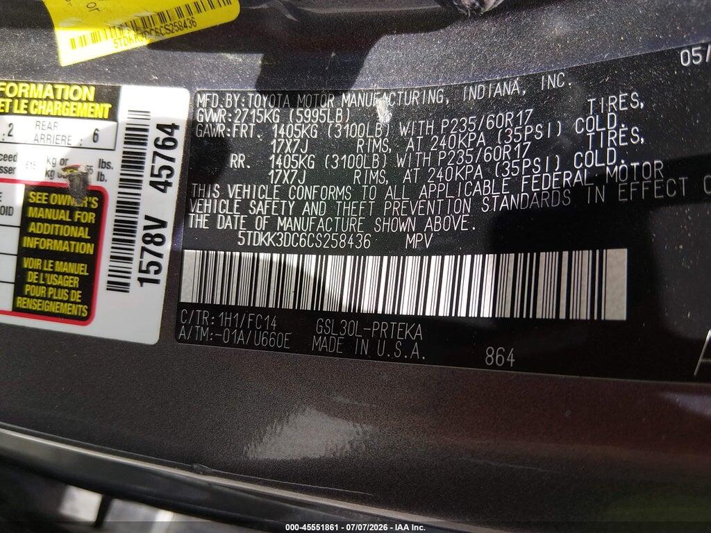 5TDKK3DC6CS258436 2012 TOYOTA SIENNA photo no. 9