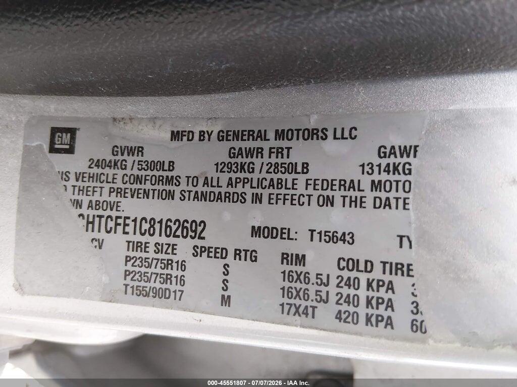 1GCHTCFE1C8162692 2012 CHEVROLET COLORADO photo no. 9