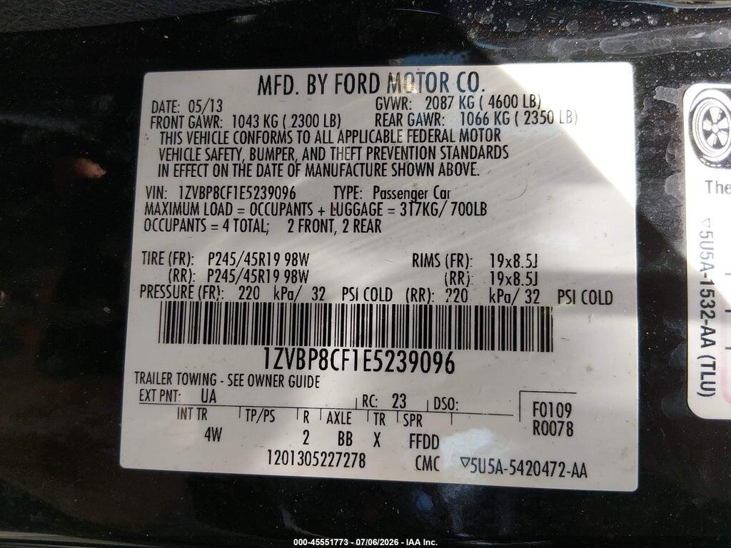 1ZVBP8CF1E5239096 2014 FORD MUSTANG photo no. 9