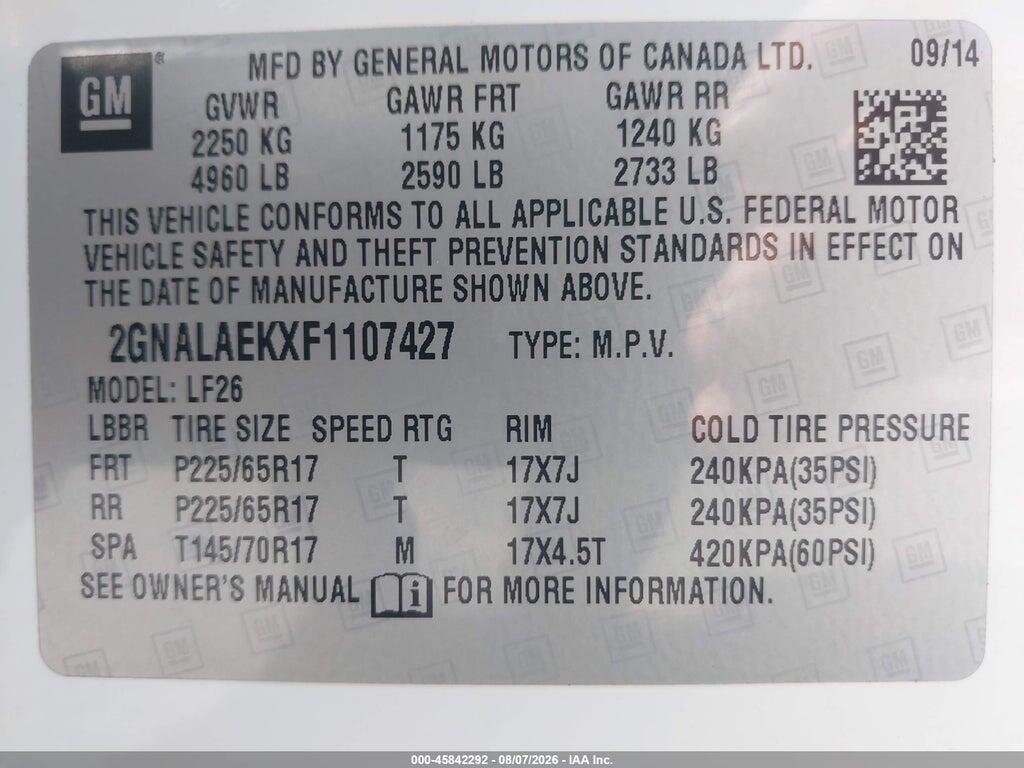 2GNALAEKXF1107427 2015 CHEVROLET EQUINOX photo no. 9