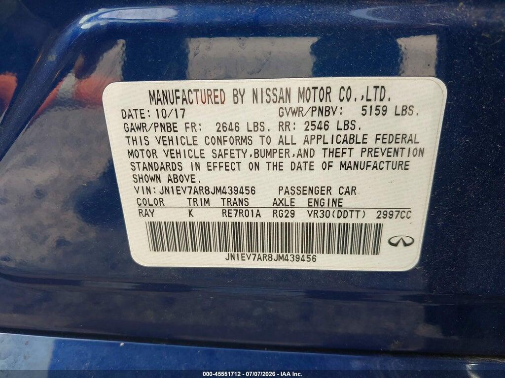JN1EV7AR8JM439456 2018 INFINITI Q50 photo no. 9