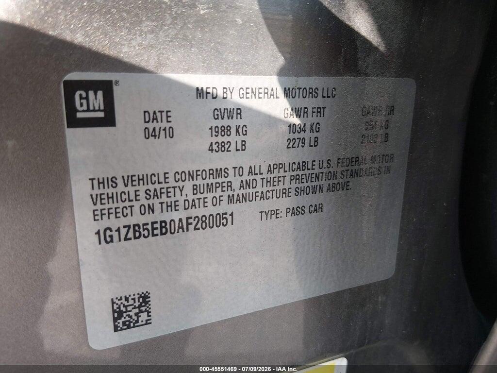 1G1ZB5EB0AF280051 2010 CHEVROLET MALIBU photo no. 9