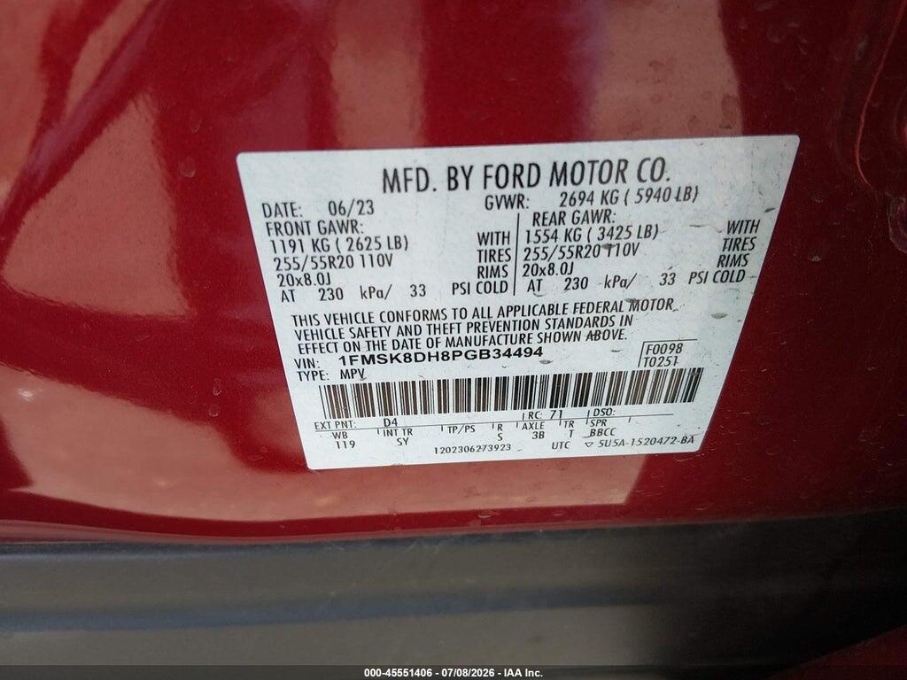 1FMSK8DH8PGB34494 2023 FORD EXPLORER photo no. 9