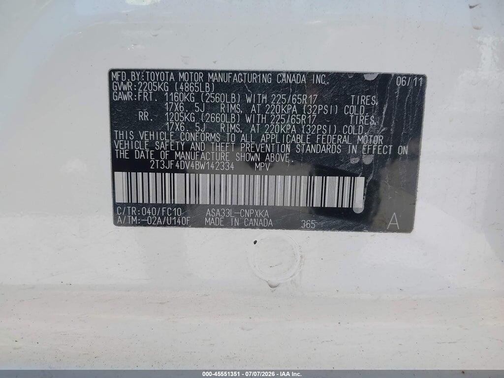 2T3JF4DV4BW142334 2011 TOYOTA RAV4 photo no. 9