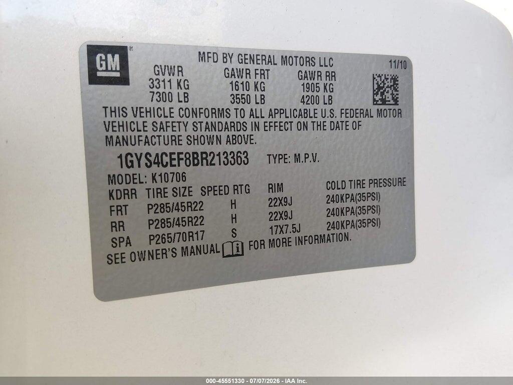 1GYS4CEF8BR213363 2011 CADILLAC ESCALADE photo no. 9