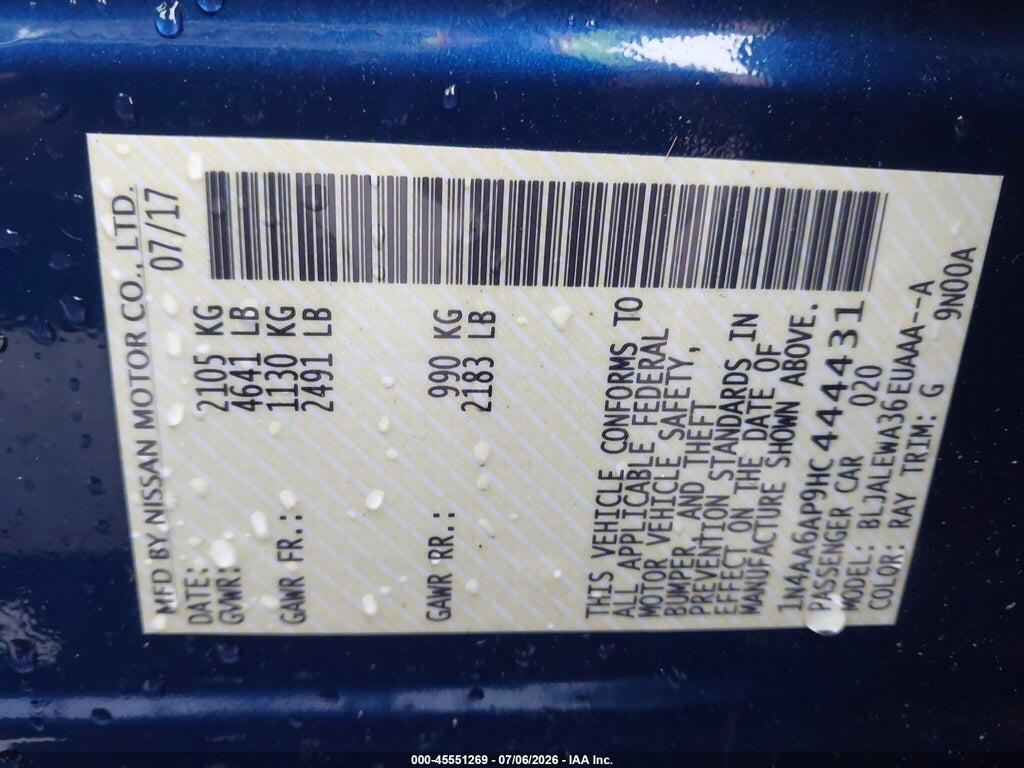 1N4AA6AP9HC444431 2017 NISSAN MAXIMA photo no. 9
