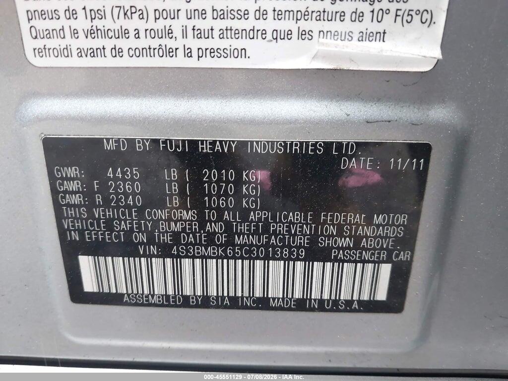 4S3BMBK65C3013839 2012 SUBARU LEGACY photo no. 9
