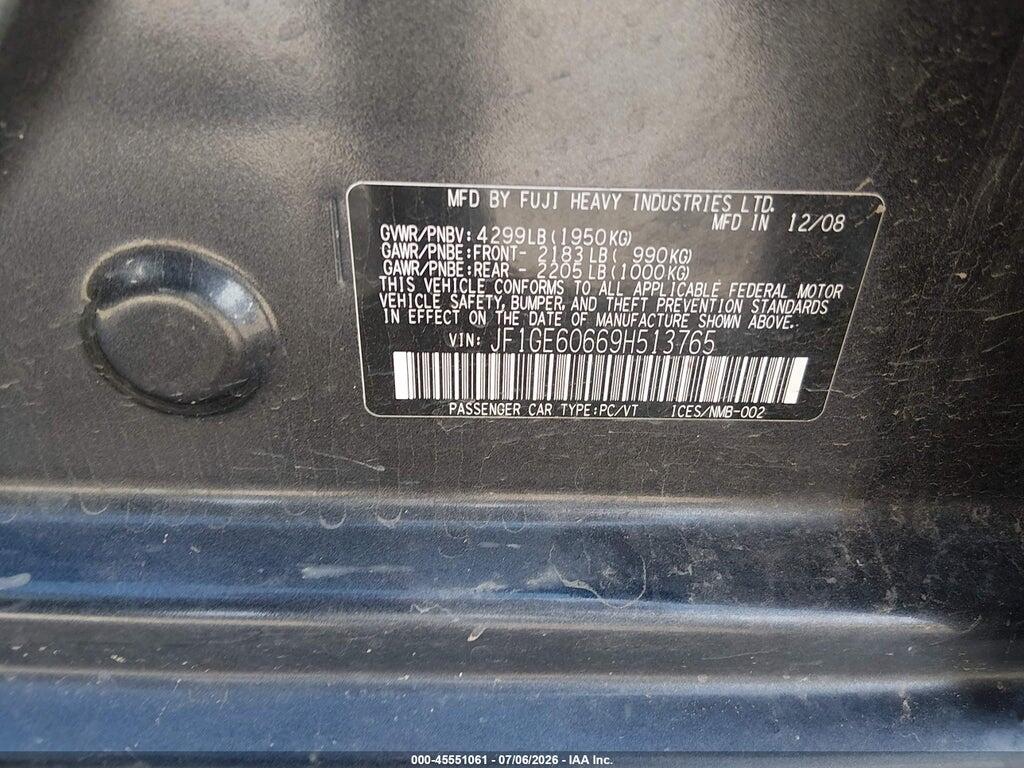 JF1GE60669H513765 2009 SUBARU IMPREZA photo no. 9