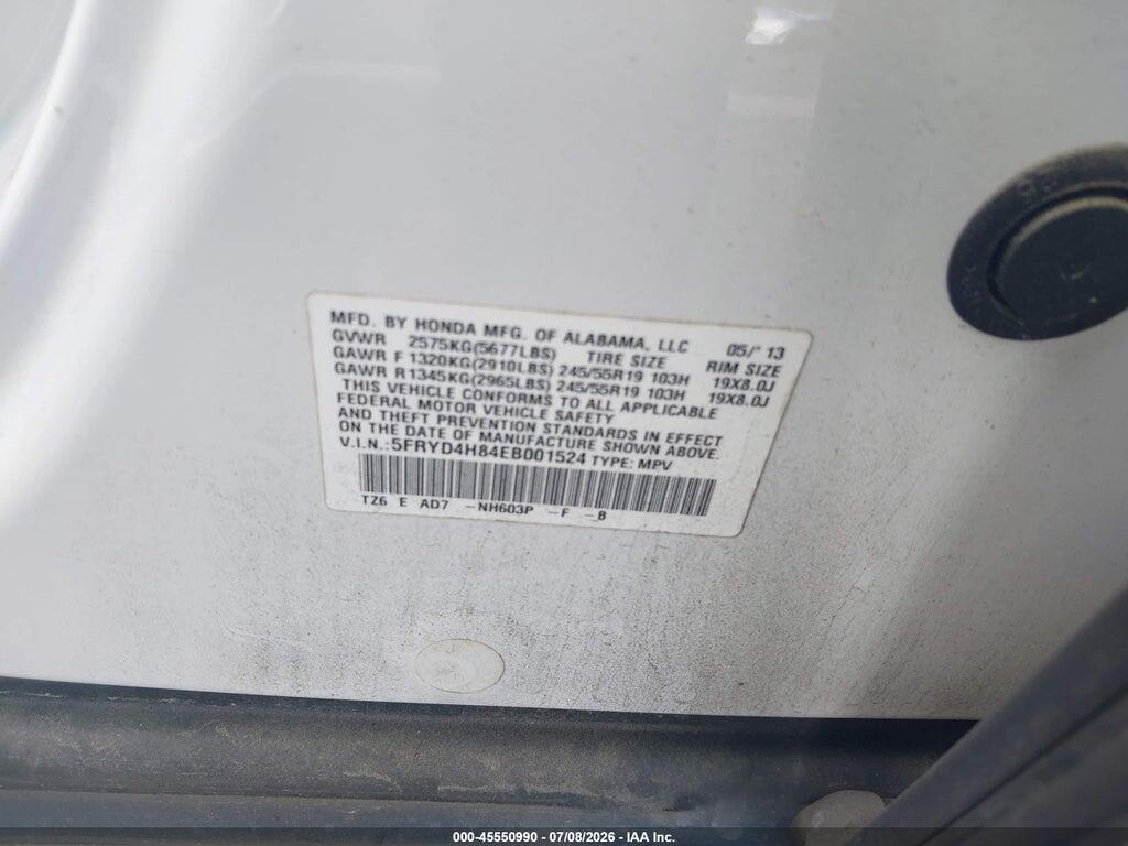 5FRYD4H84EB001524 2014 ACURA MDX photo no. 9