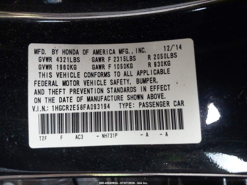 1HGCR2E58FA093194 2015 HONDA ACCORD photo no. 9